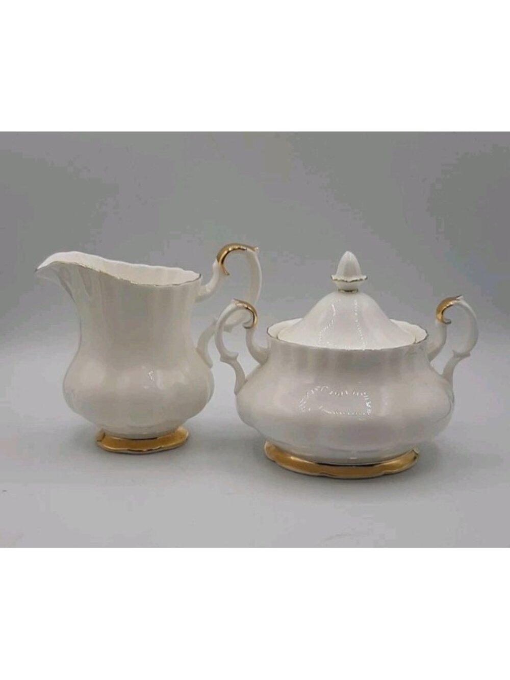 Vintage Royal Albert Val D'Or Creamer & Sugar Bowl with Lid Made In England